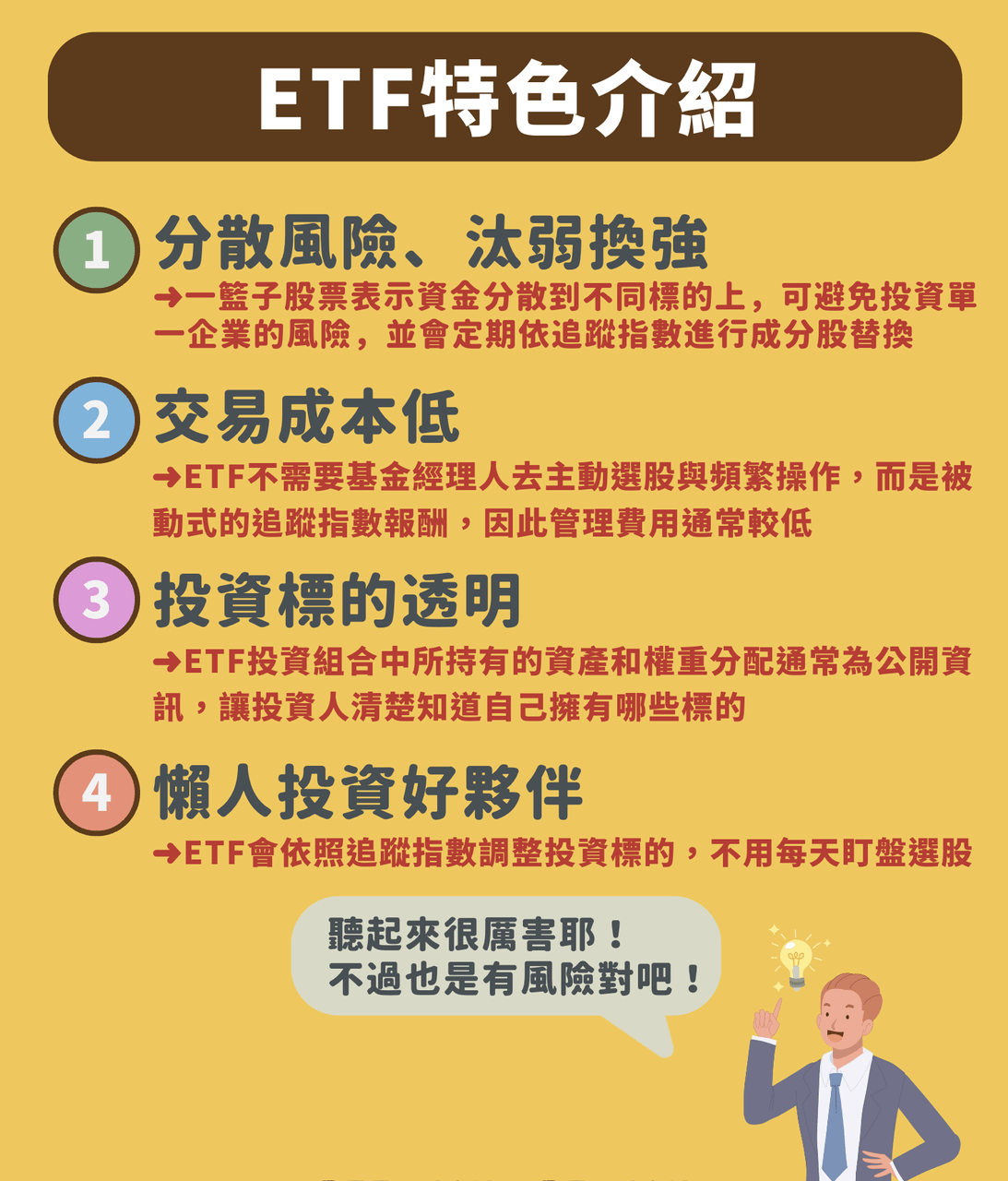 指數型 ETF 的分散、成本與透明度特色
